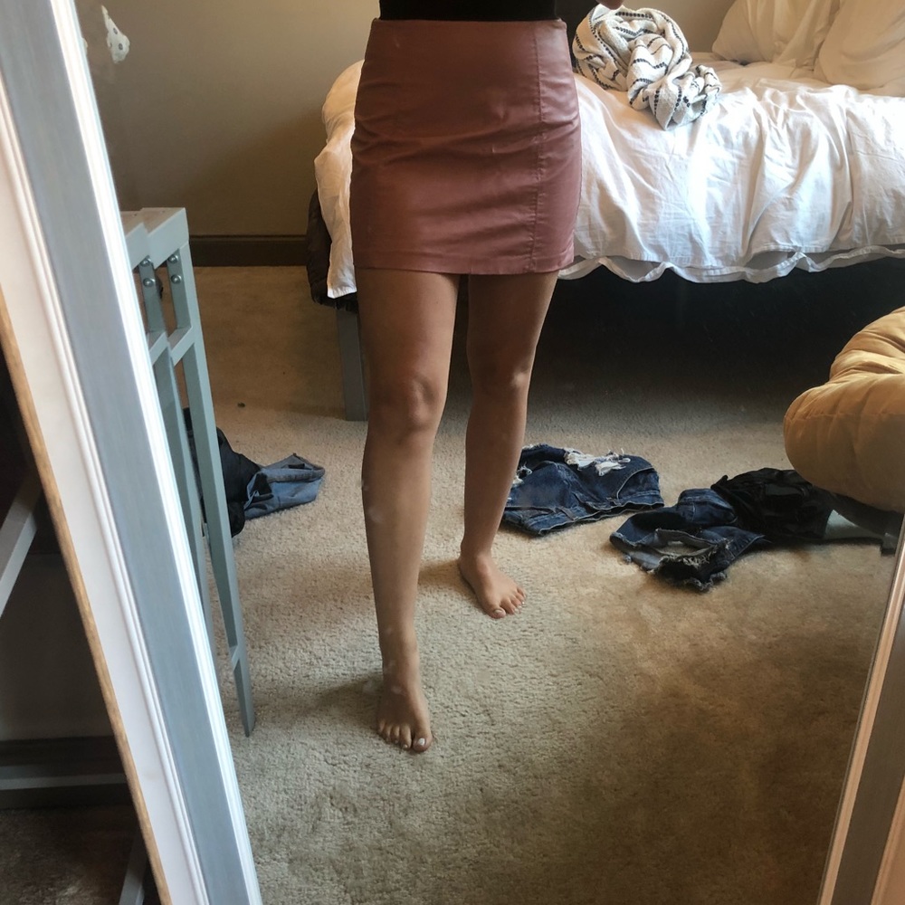 Pink leather skirt